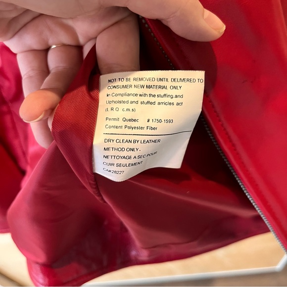 Vintage Red 100% Leather Rocker Jacket Size 10 - Picture 4 of 9